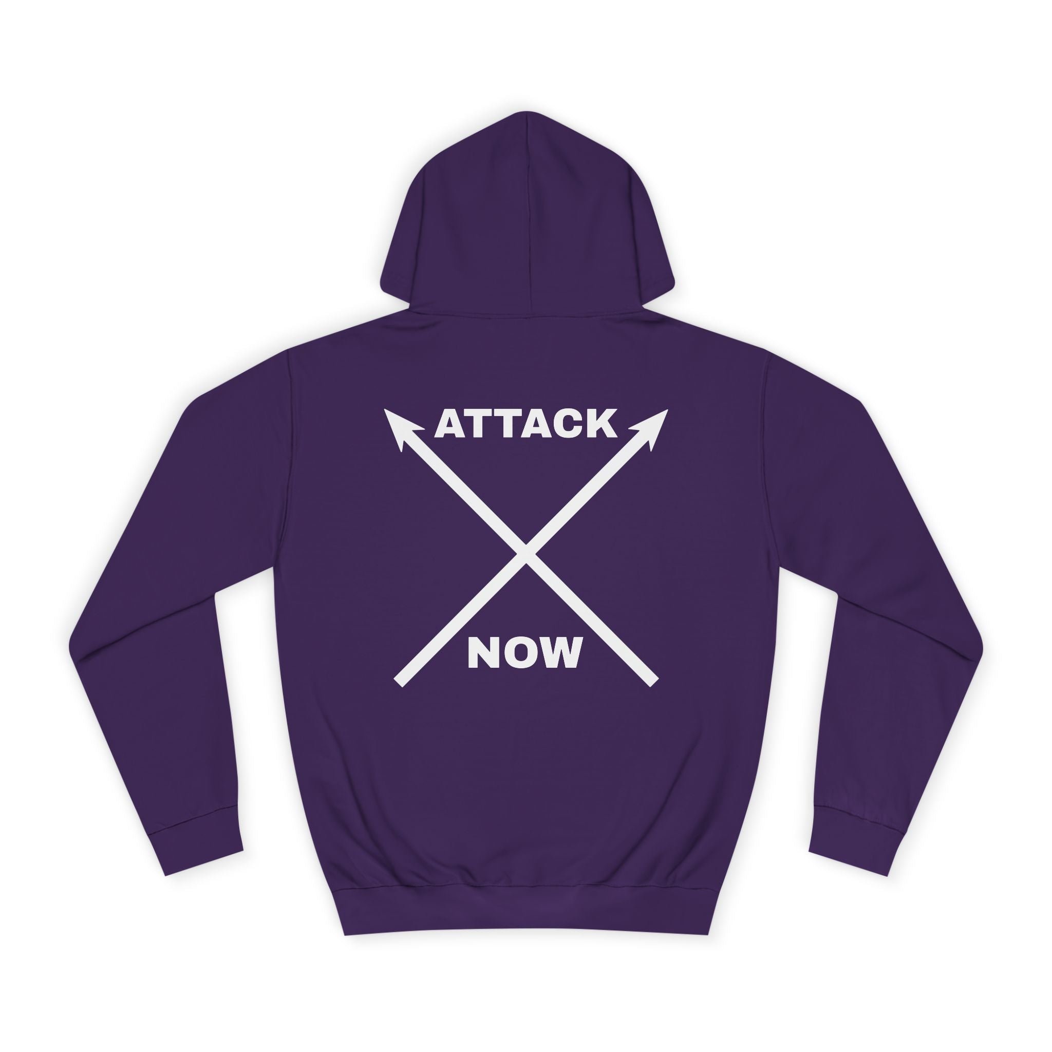 Unisex College Hoodie with Inspirational Design - "Attack Now"