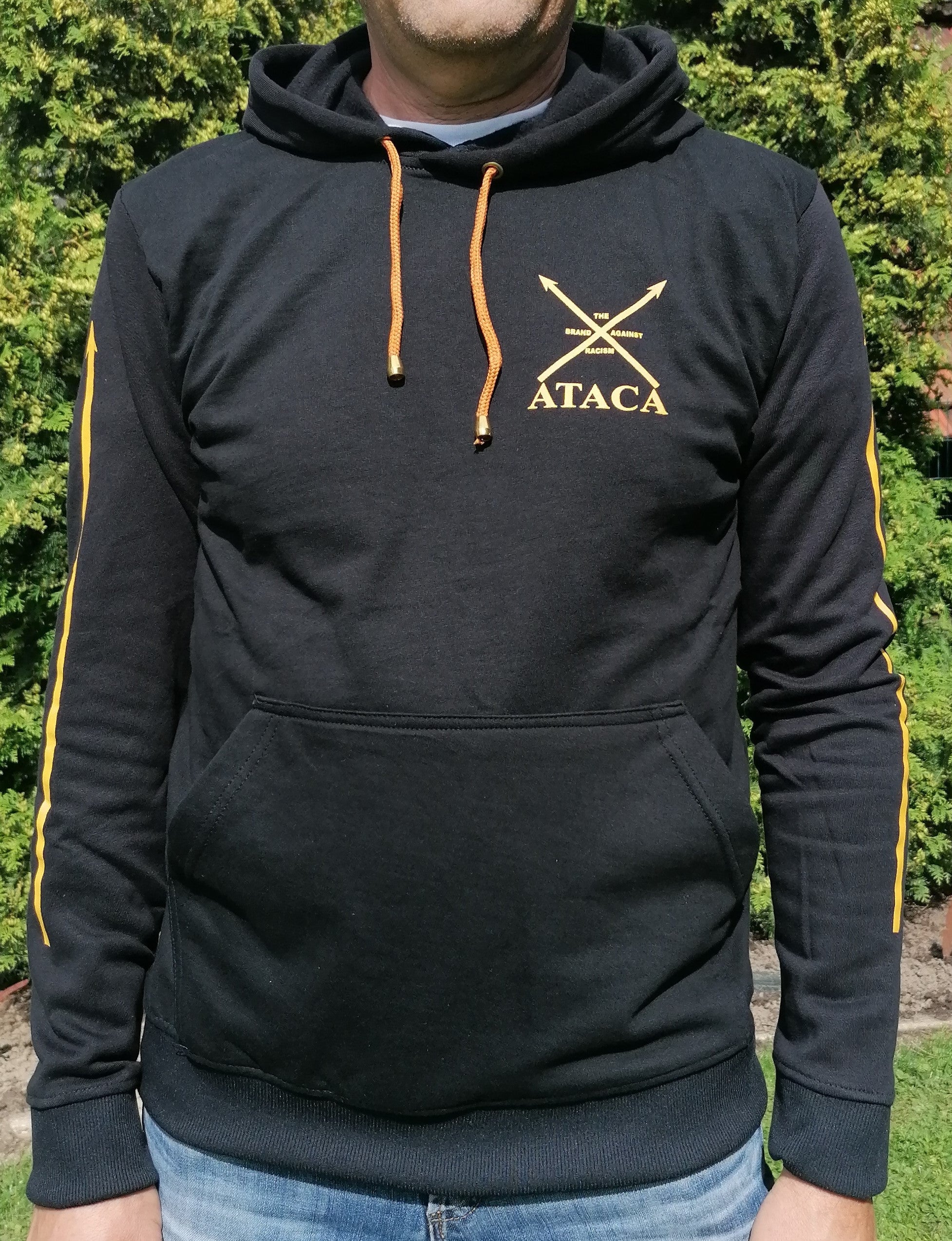 Sudadera con capucha Negro Amarillo
