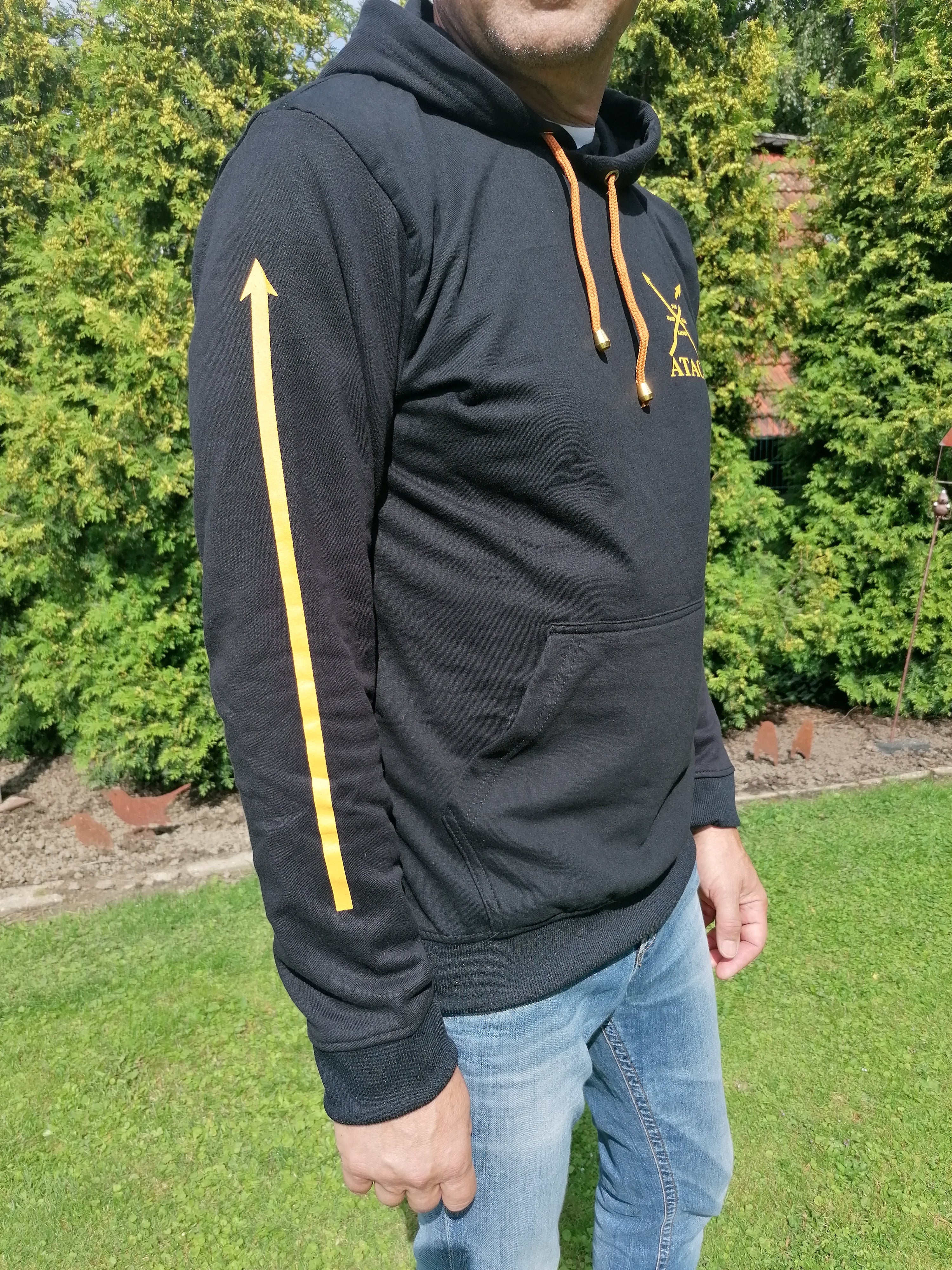 Sudadera con capucha Negro Amarillo