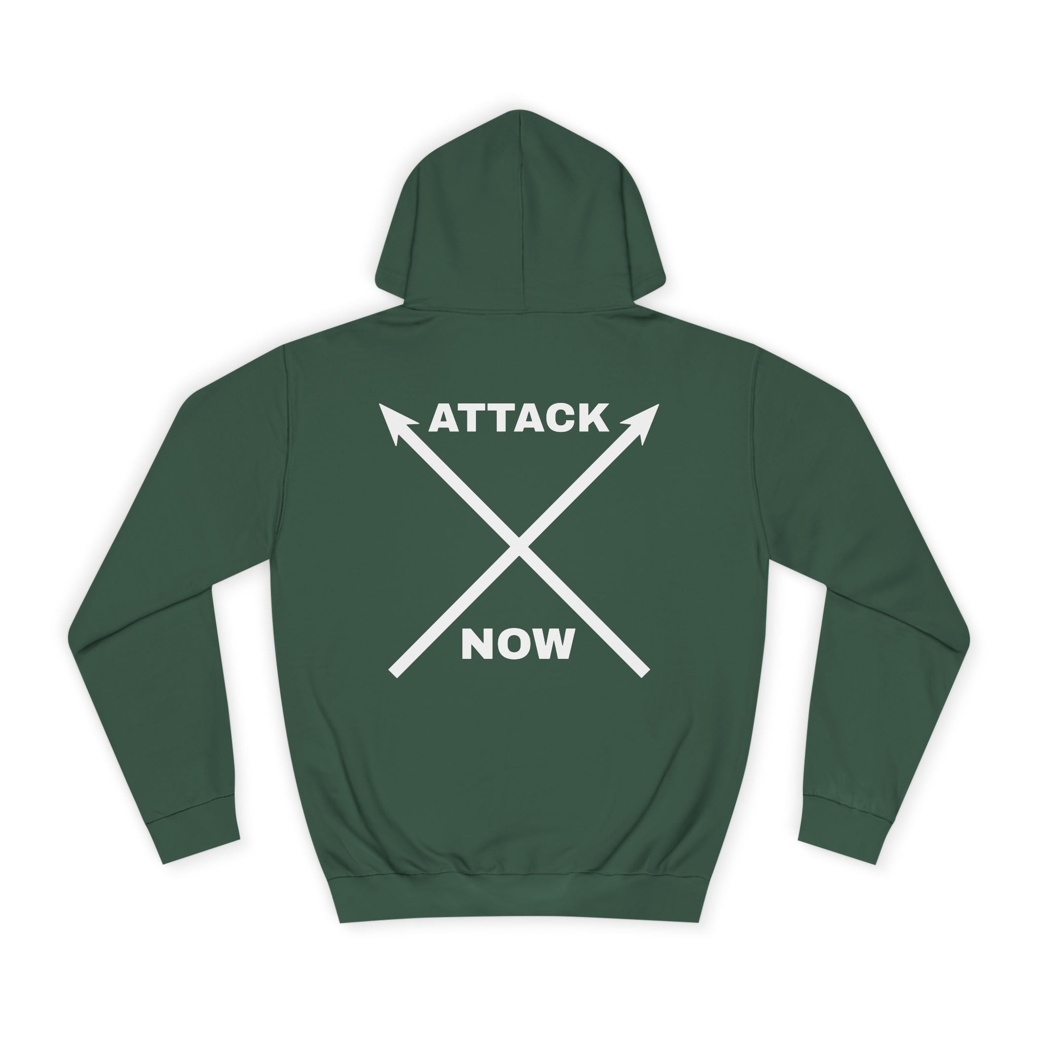 Unisex College Hoodie with Inspirational Design - "Attack Now"