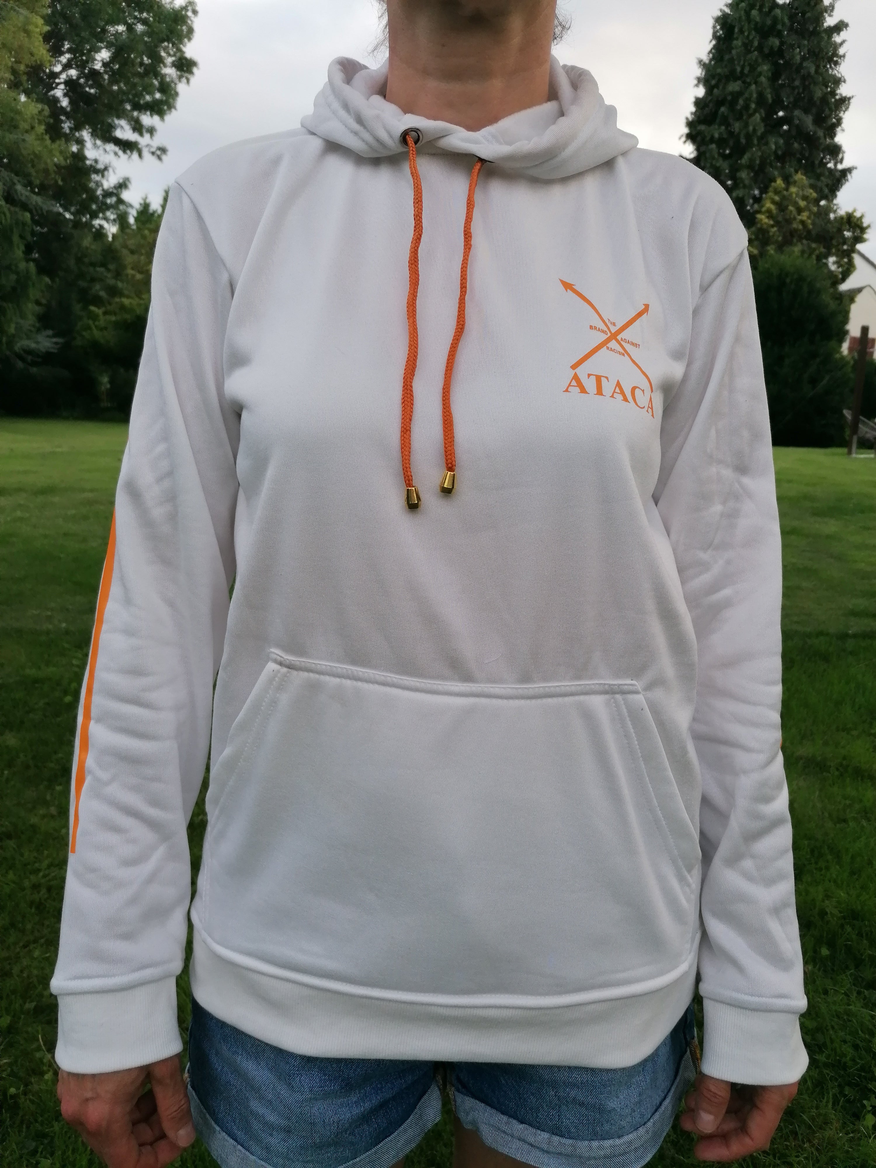 Hoodie weiß / orange